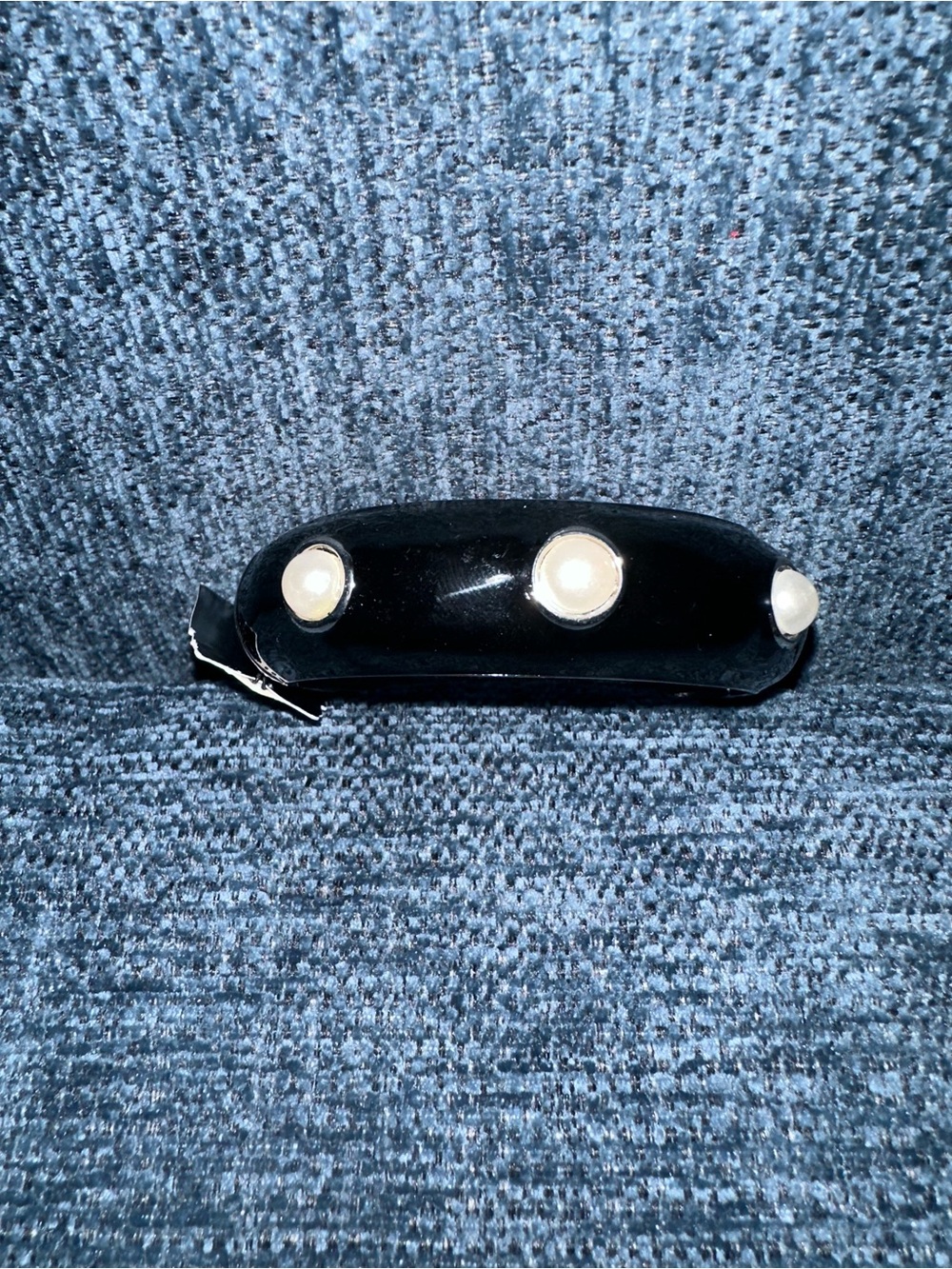 Cookie Lee Black Faux Pearl Cuff Bracelet